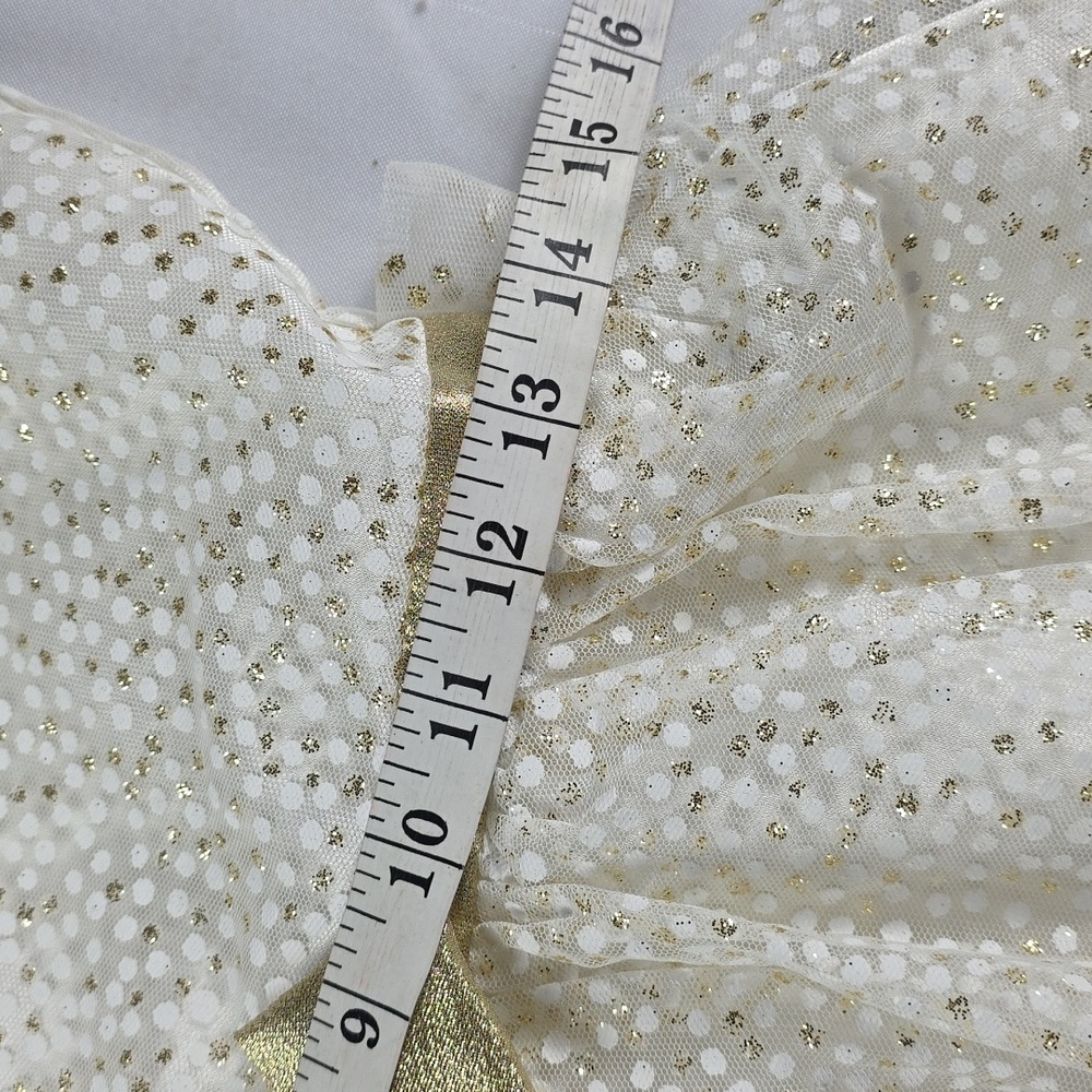 Jona Michelle Girls Cream/Gold Sequin Dress Christmas Ties Button Back Sz 12 EUC - Picture 10 of 11